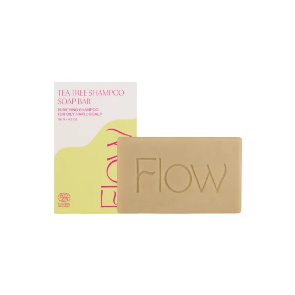 Flow Cosmetics Tea Tree Shampoo Bar – натурален твърд шампоан за мазна коса и пърхот с чаено дърво
