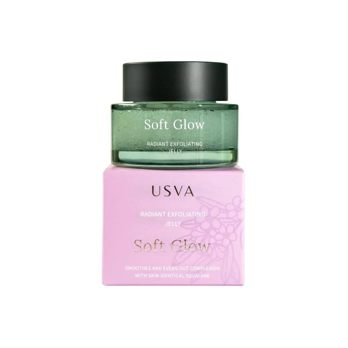 Usva Soft Glow – натурално ексфолиращо желе за лице с рицинови перли и сквалан