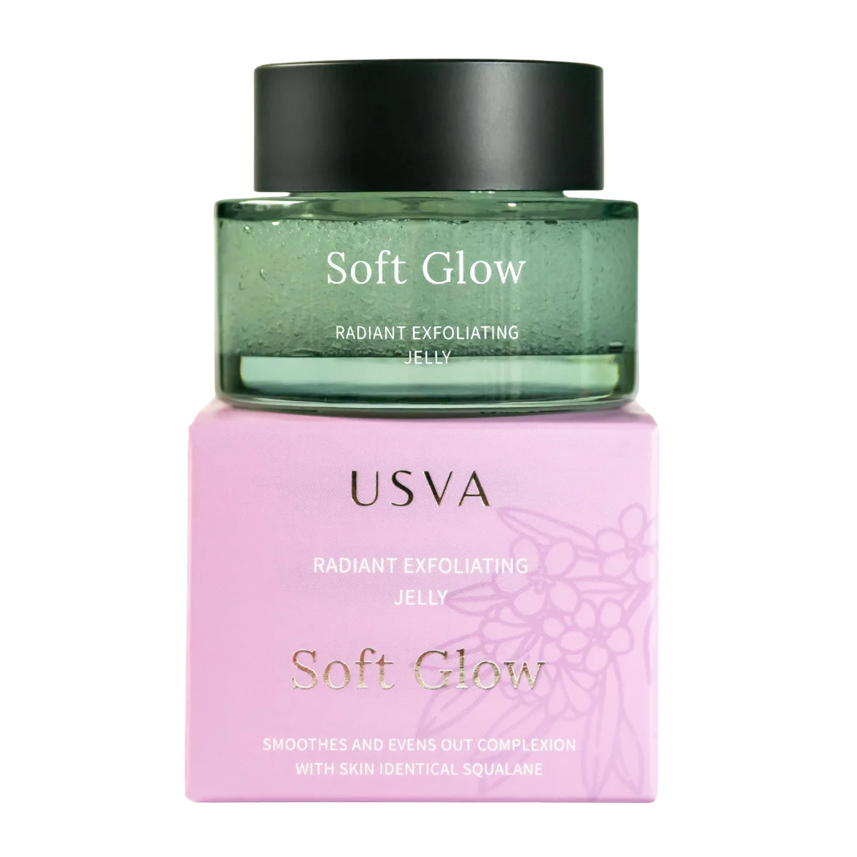 Usva Soft Glow – натурално ексфолиращо желе за лице с рицинови перли и сквалан