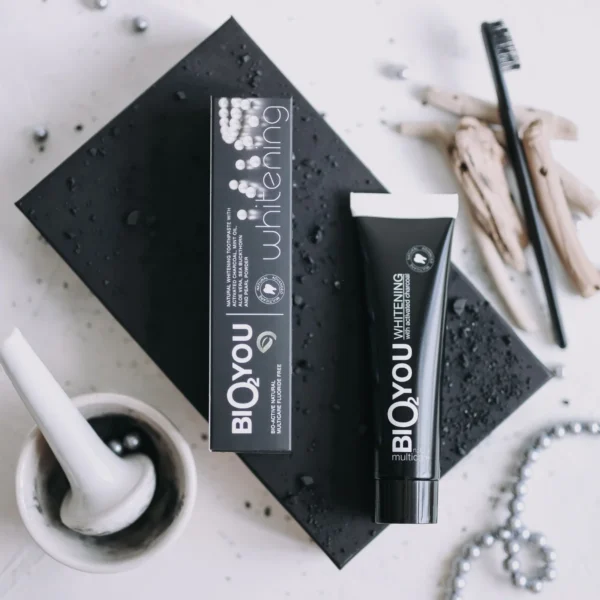 Bio2You Natural Whitening Toothpaste – натурална черна избелваща паста за зъби с активен въглен и перли